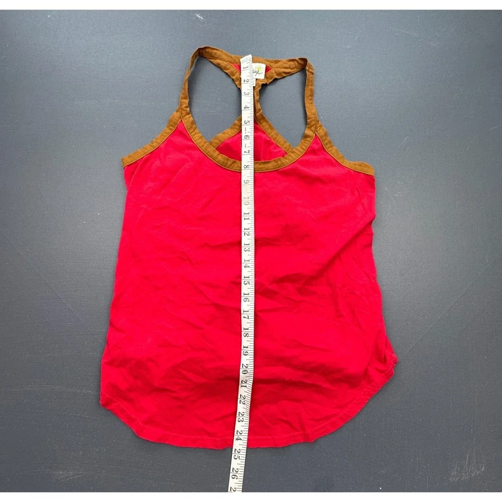 Prana Racerback Tank Top Women's Small Red Brown Trim Yoga Activewear Workout - Picture 2 of 6